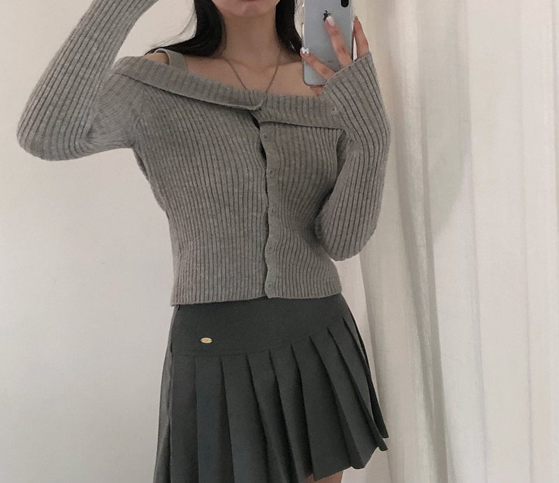 オフショルダー キャミソール 長袖ニット