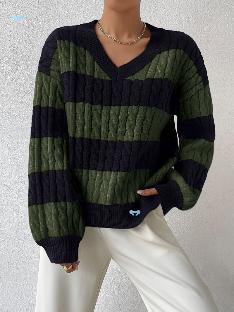 ボーダーVネックセーター