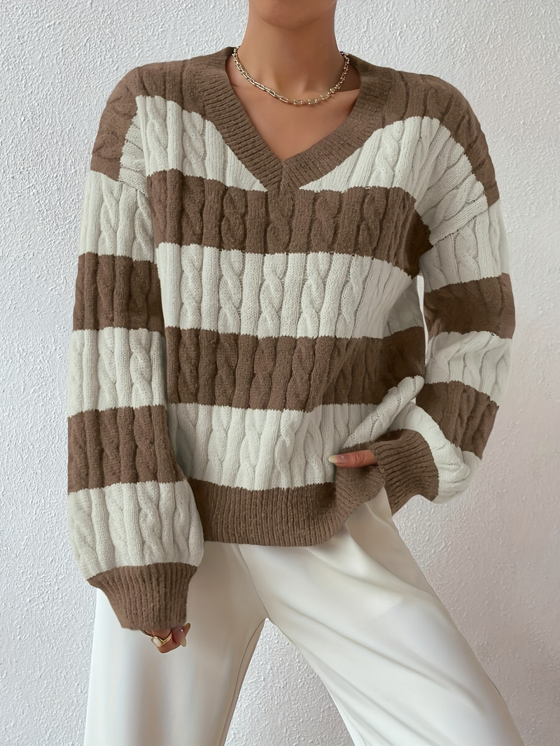ボーダーVネックセーター