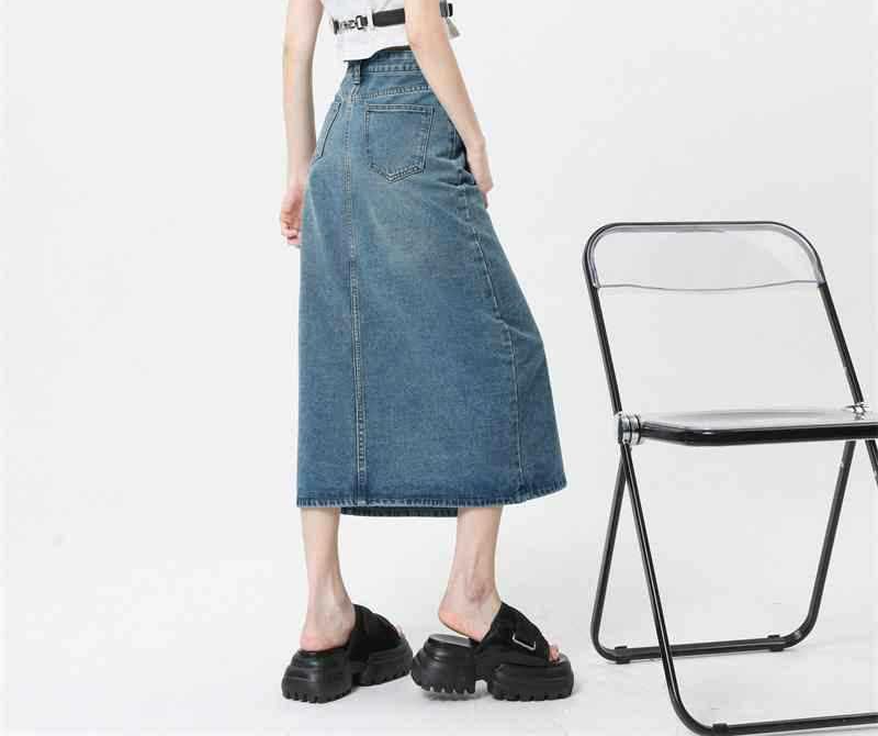 前スリットロングデニムスカート