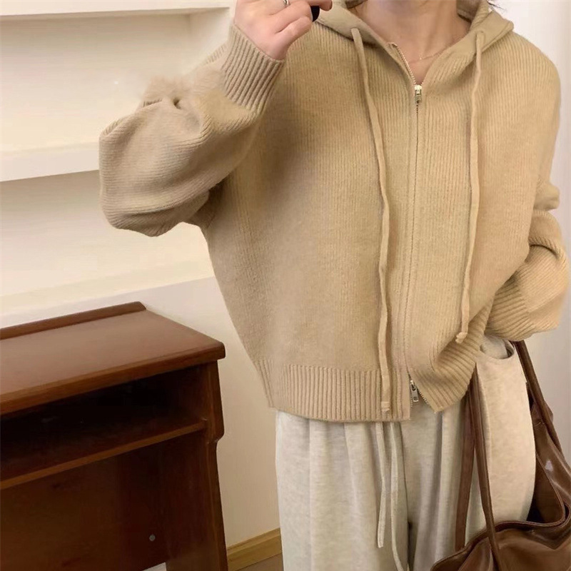 ダブルジップアップパーカーセーター