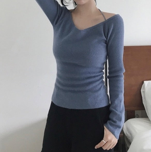 ポートレートネックロングトップ