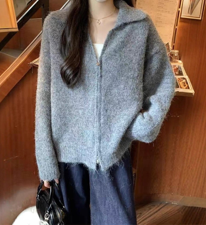 ジップアップセーター