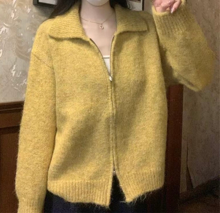 ジップアップセーター