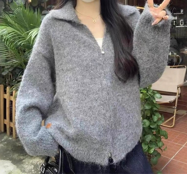 ジップアップセーター