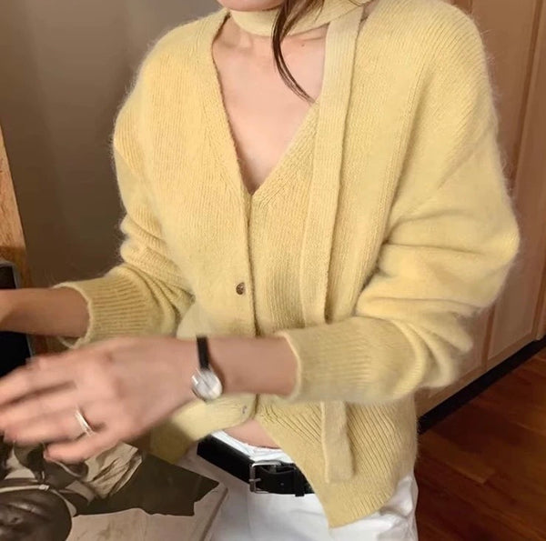 ネックリボン付・カーディガン