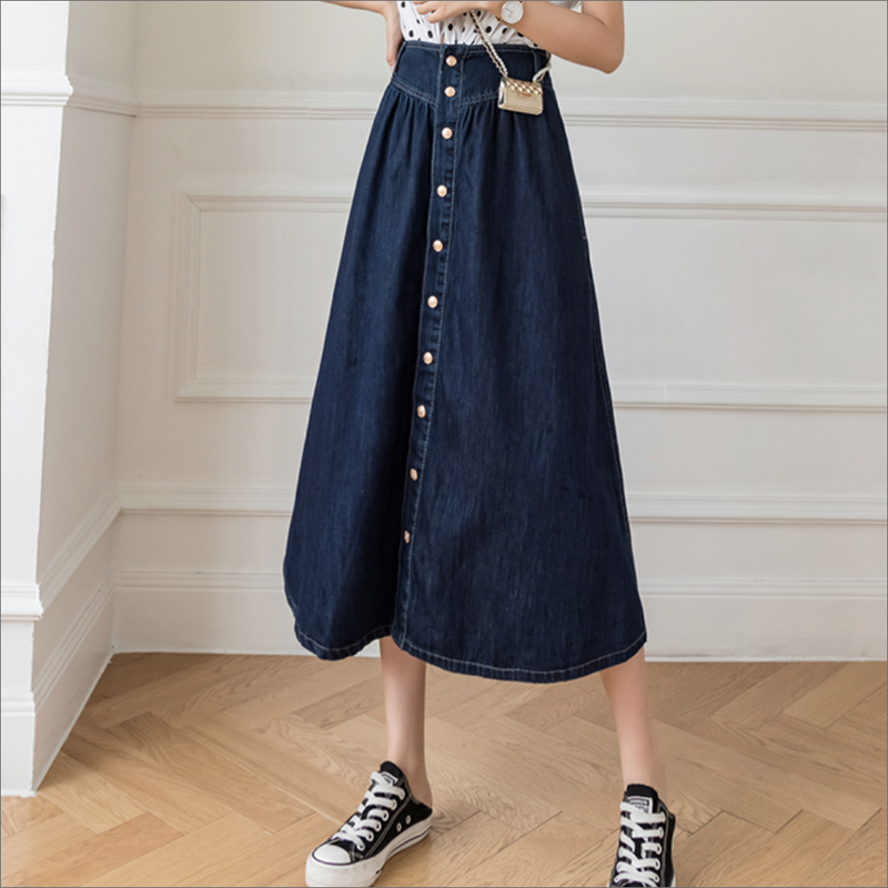 フロントボタンデニムスカート|小柄さんサイズ・レディース服 フロントボタンデニムスカート|小柄さんサイズ・レディース服