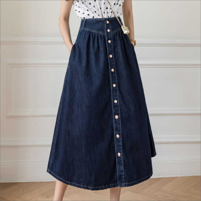 フロントボタンデニムスカート|小柄さんサイズ・レディース服 フロントボタンデニムスカート|小柄さんサイズ・レディース服